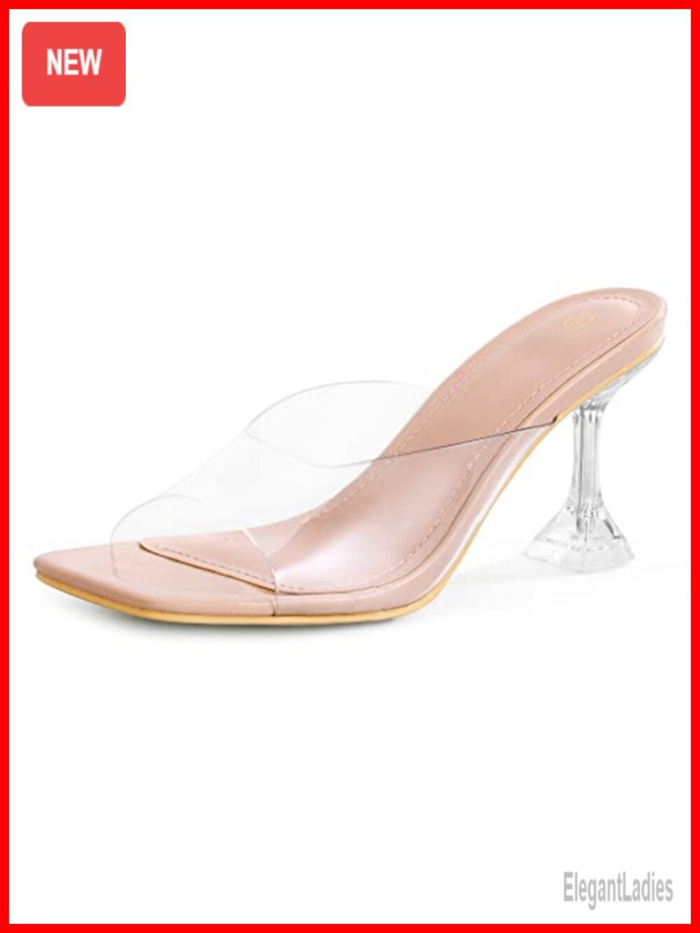 Clear Triangle Heel Sandals Square Toe Slip On Transparent TPU Heels